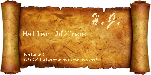 Haller János névjegykártya